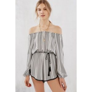 *NWT* Ecote Stripe Off-The-Shoulder Romper XS